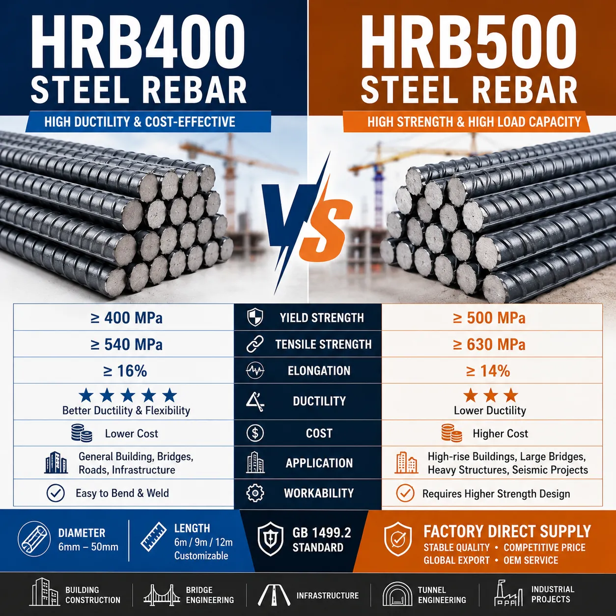 HRB400 เหล็กเหล็กเส้น