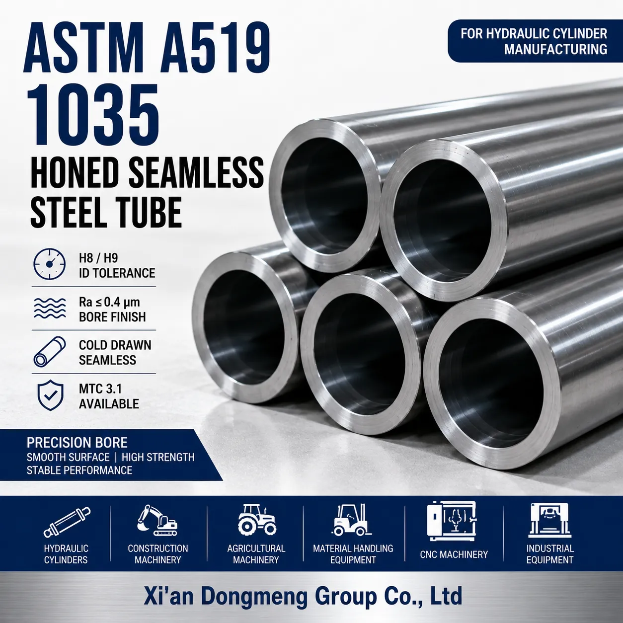 ASTM A519 1035 ท่อเหล็กไร้รอยต่อ Honed สำหรับกระบอกไฮดรอลิก